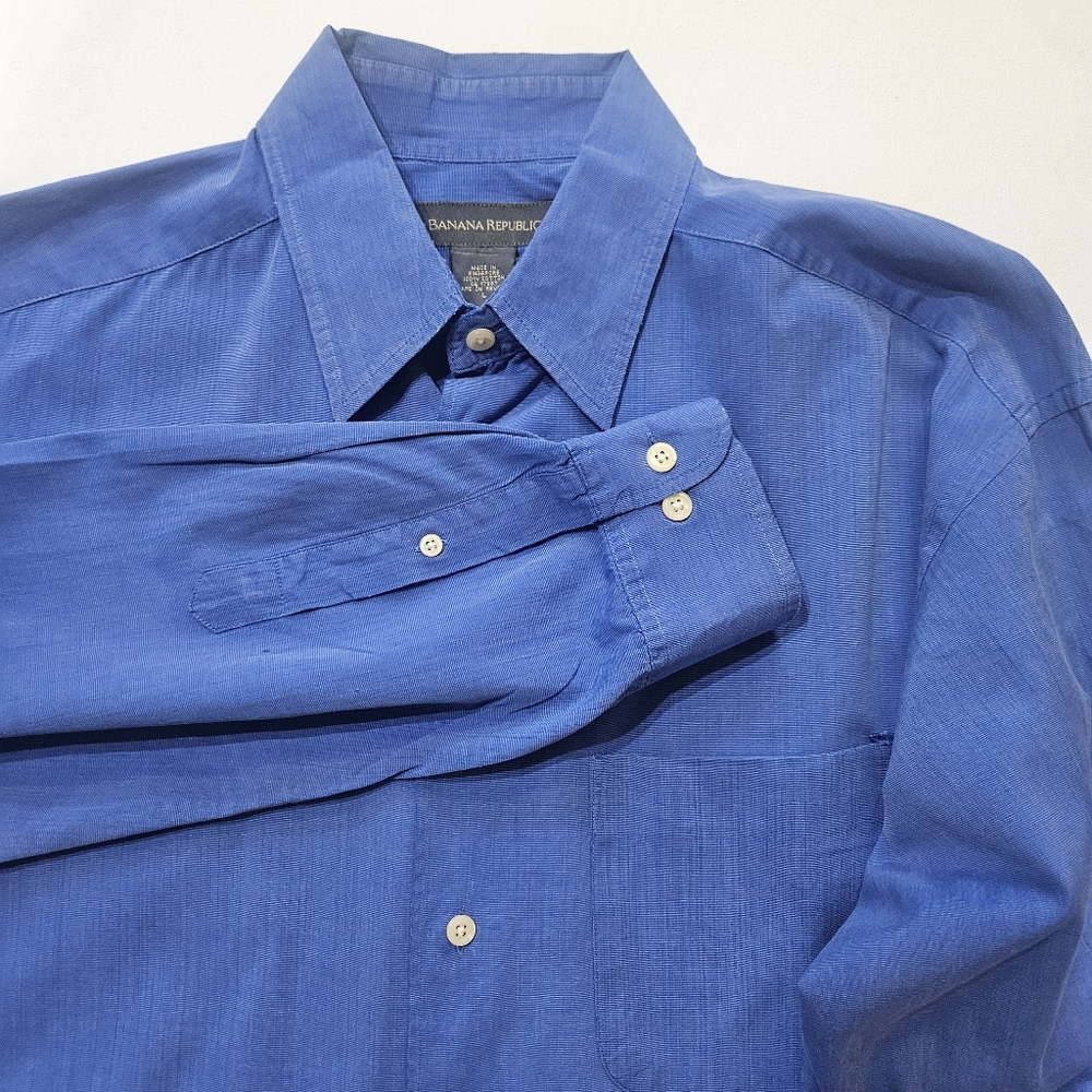 Banana‎ Republic Button Down Shirt Mens Size Large Royal Blue - Picture 3 of 7